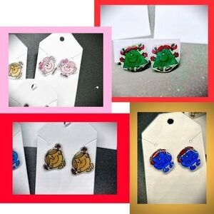 One pair of Handmade Little Miss Mr Men nostalgia inspired Stud Earrings